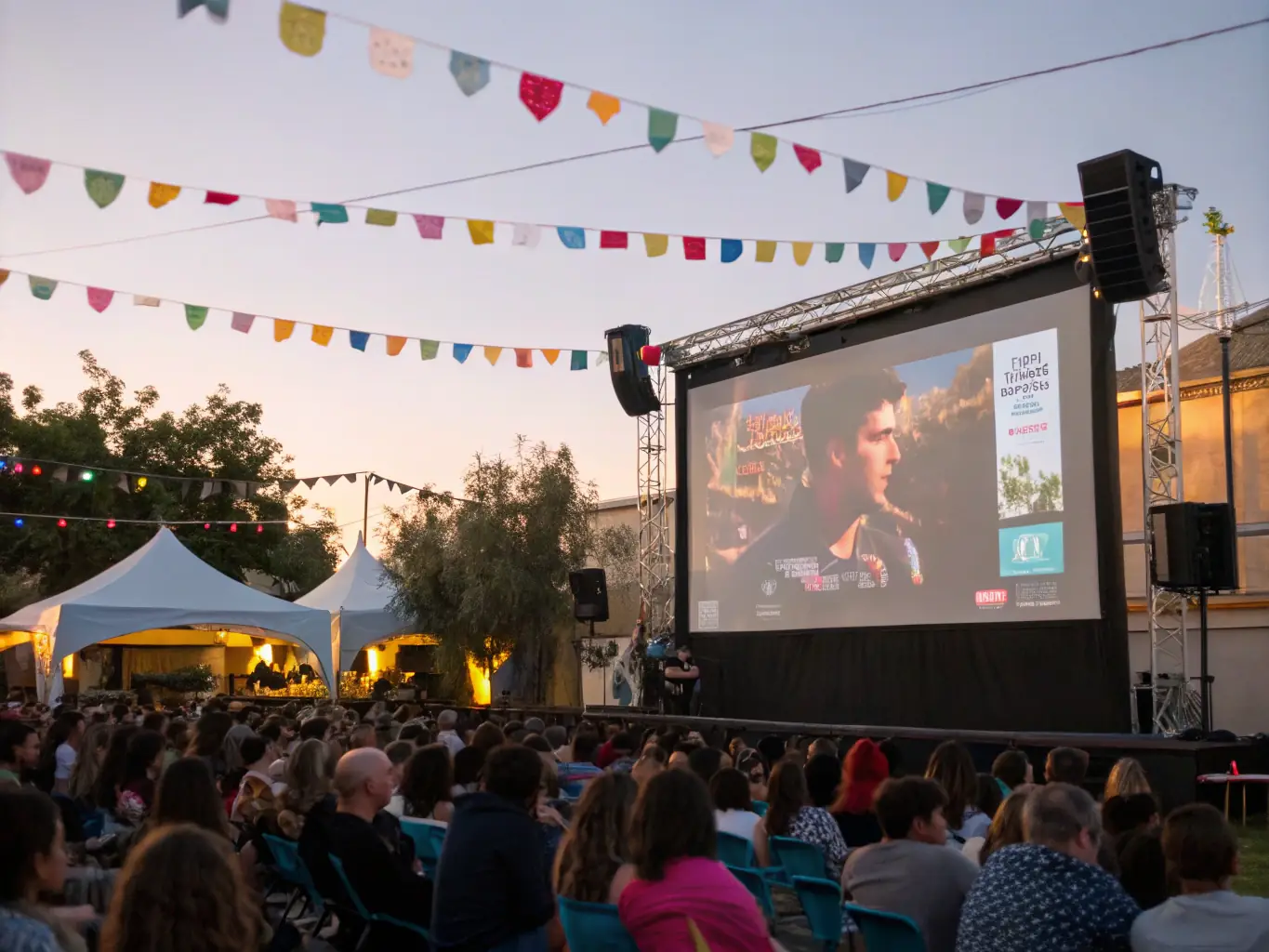 A captivating animation sequence projected onto a large screen during a community event, showcasing the creative animation services offered by TOP ANIMATION EVENT'S.